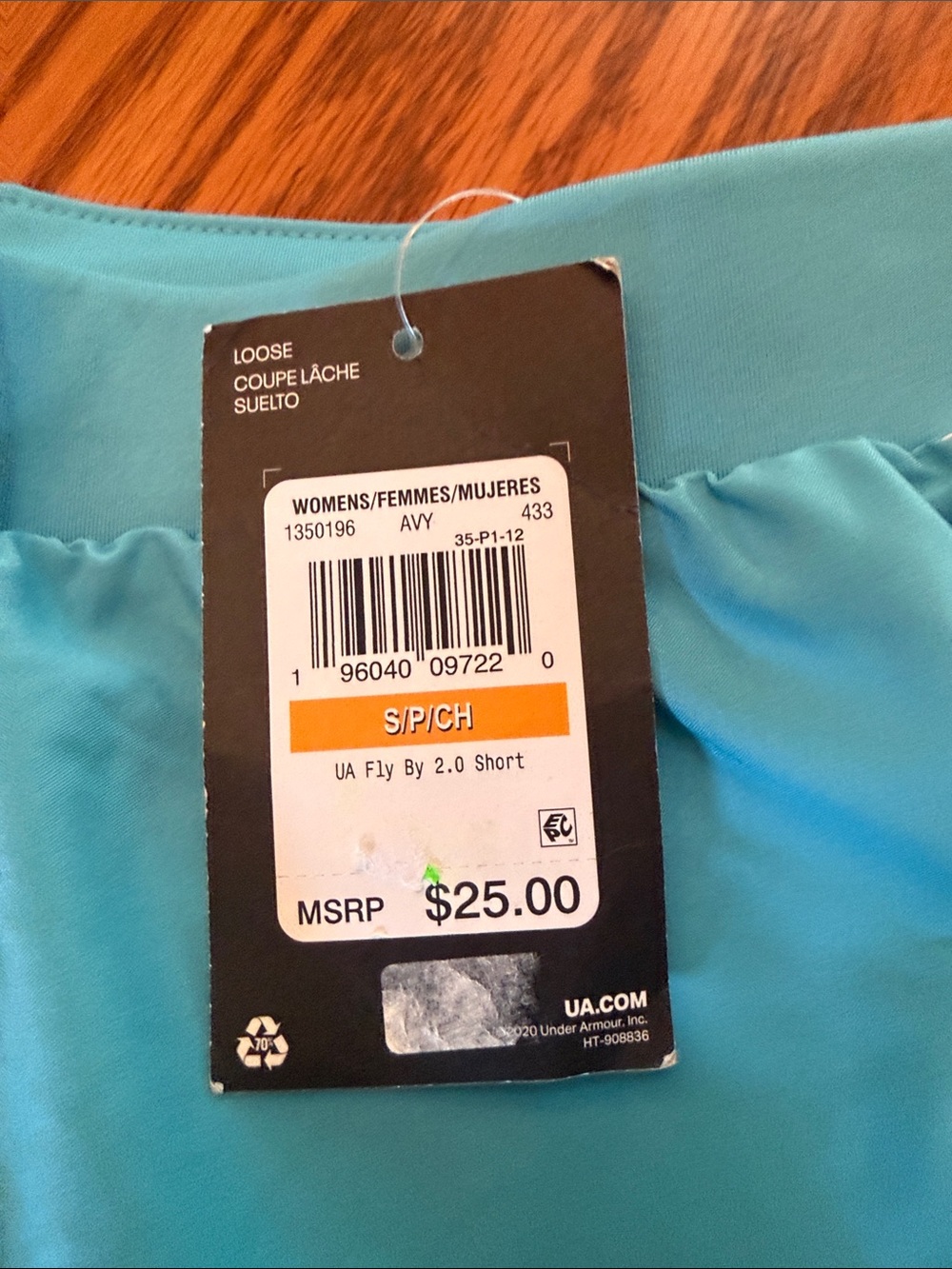 Under Armour Women's Aqua Teal Athletic Shorts with White Trim - Picture 4 of 5